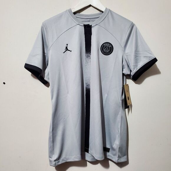 Nike Tops - Women's Jordan Sz Large Paris Saint Germain 22/23 Gray/black Away Soccer Jersey